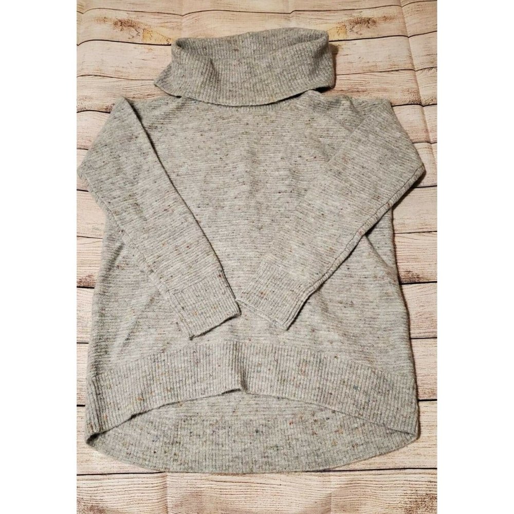 LOFT Sz SP Women's Flecked Turtleneck  Sweater Light Grey